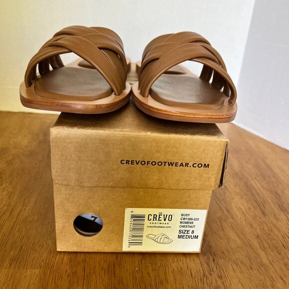 Crevo Women Busy Slide Sandals Size 8 Brown Leather Strappy - Picture 4 of 6